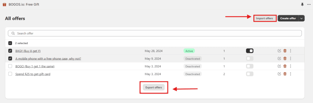 Import Export feature to transfer data between stores