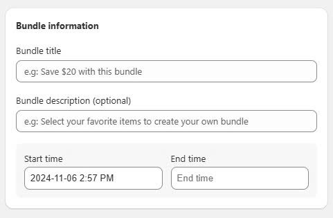 Fill in bundle information