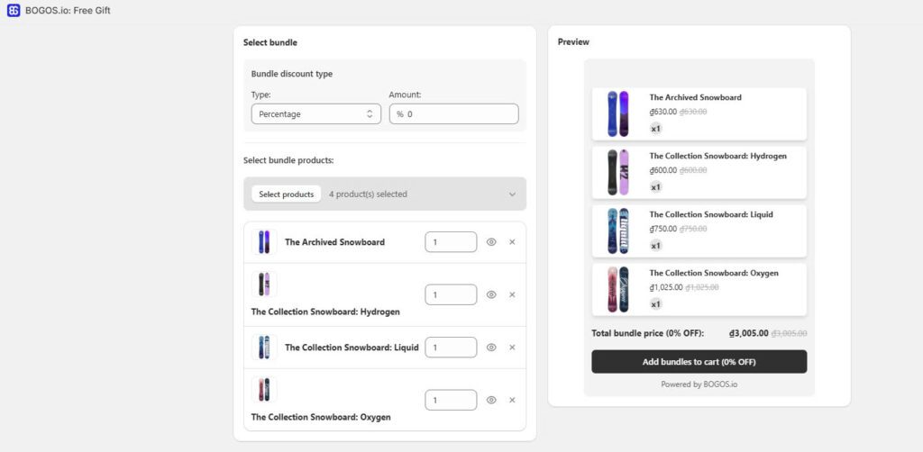 Select products and set discount
