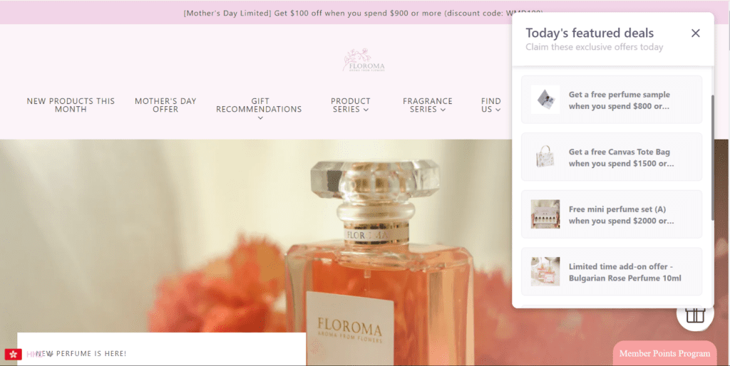 An example of clear offer details by FLOROMA