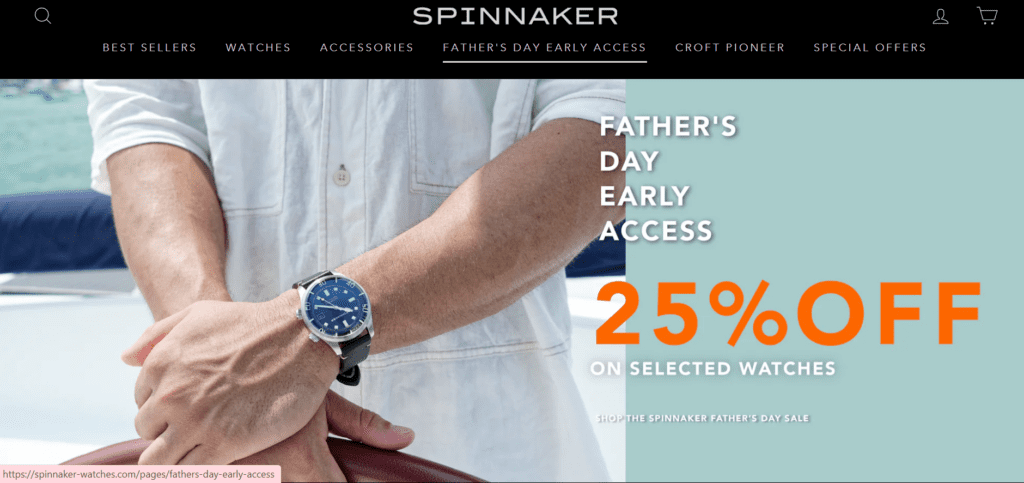 Father’s Day early access page by Spinnaker