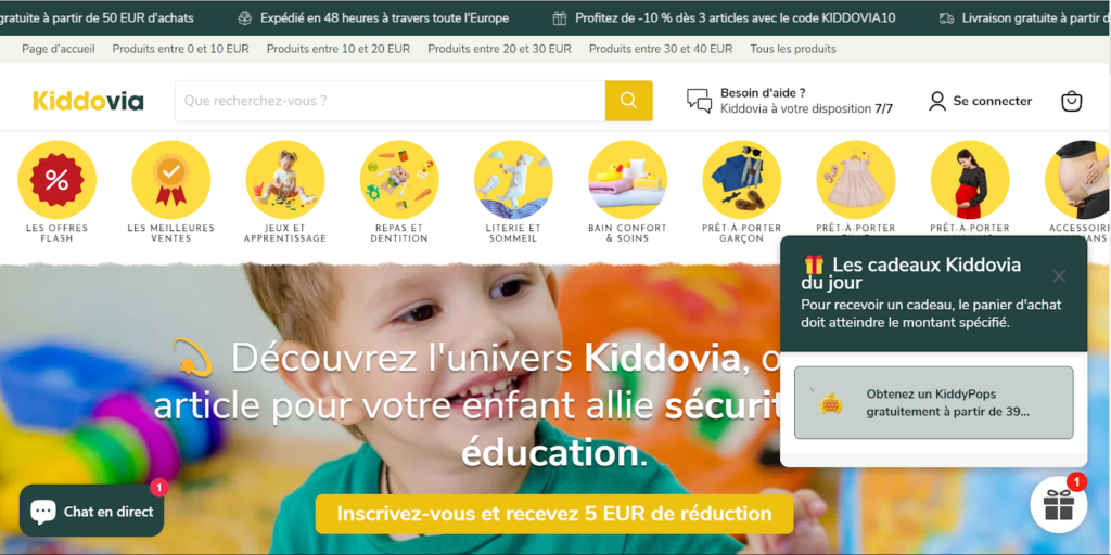 KIDDOVIA's widget perfectly matches their brand identity