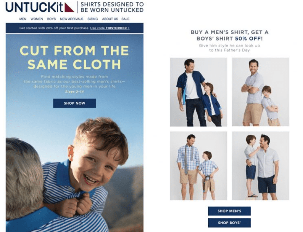 UNTUCKIT's Buy X Get Y gift promotions for Father's Day