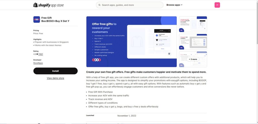 Free gift box Shopify app