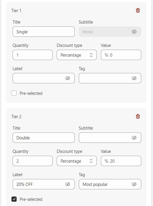 Set up quantity discount tier condition