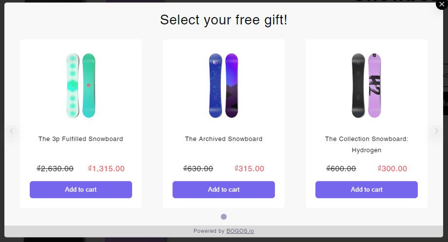 Upselling relevant products with pop-up using BOGOS