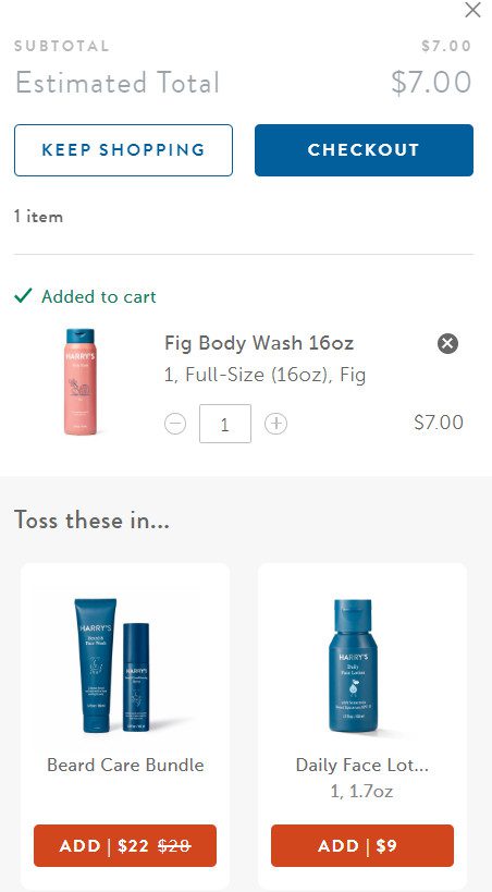 After adding to cart upsell popup example