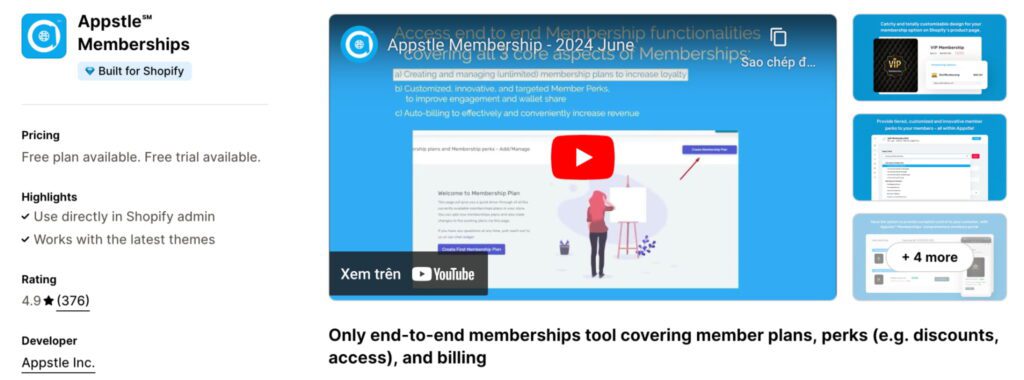 Appstle membership discount shopify app