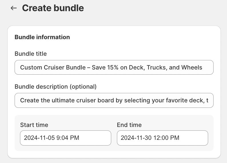 Fill bundle information