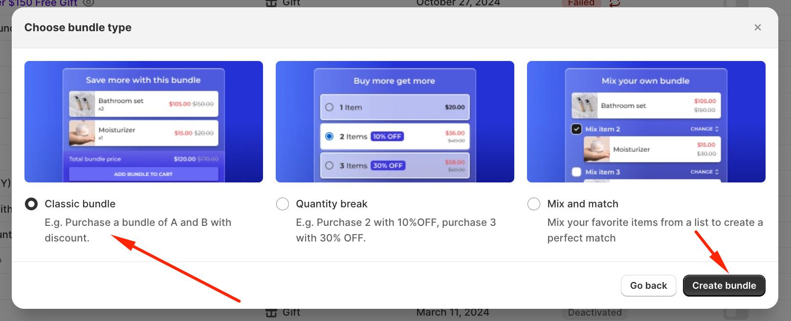 Choose "Bundle" type