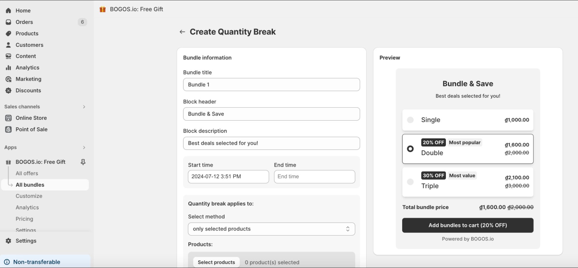 Set offer basic information