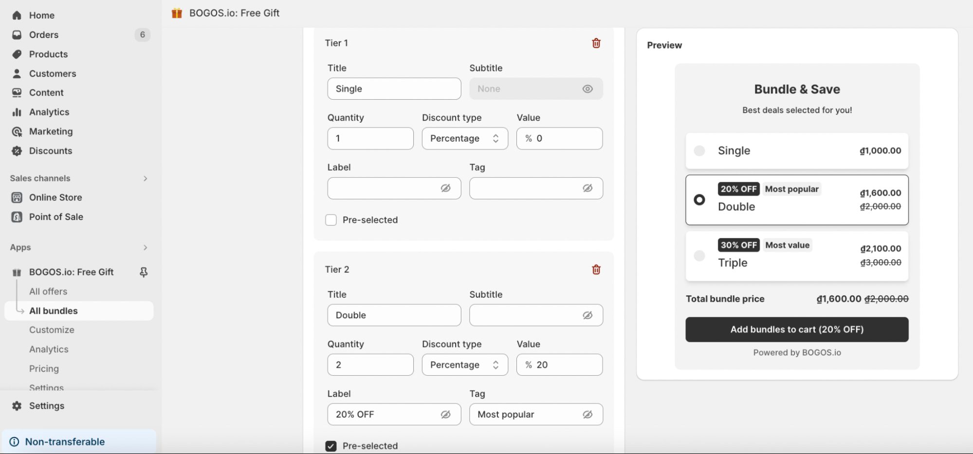 Configure tiers