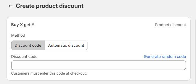 Choose discount code method