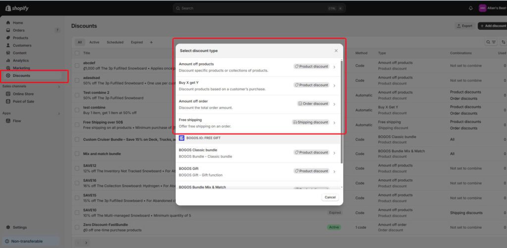 Shopify Native Discount tool