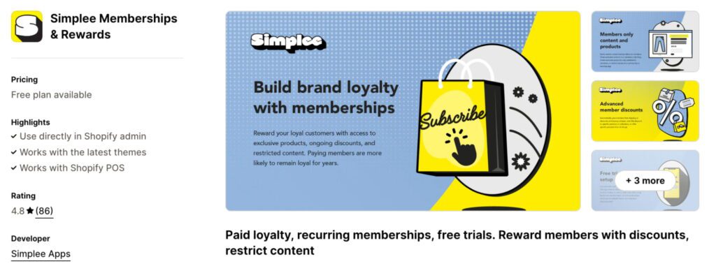 Smplee Memberships & Rewards Shopify app
