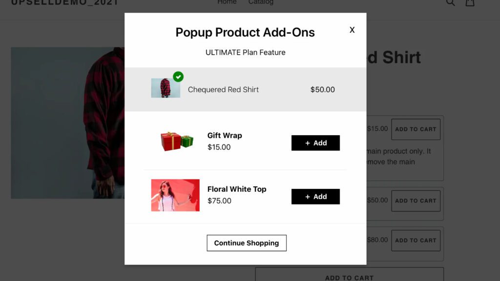 Upsell with popup on Shopify
