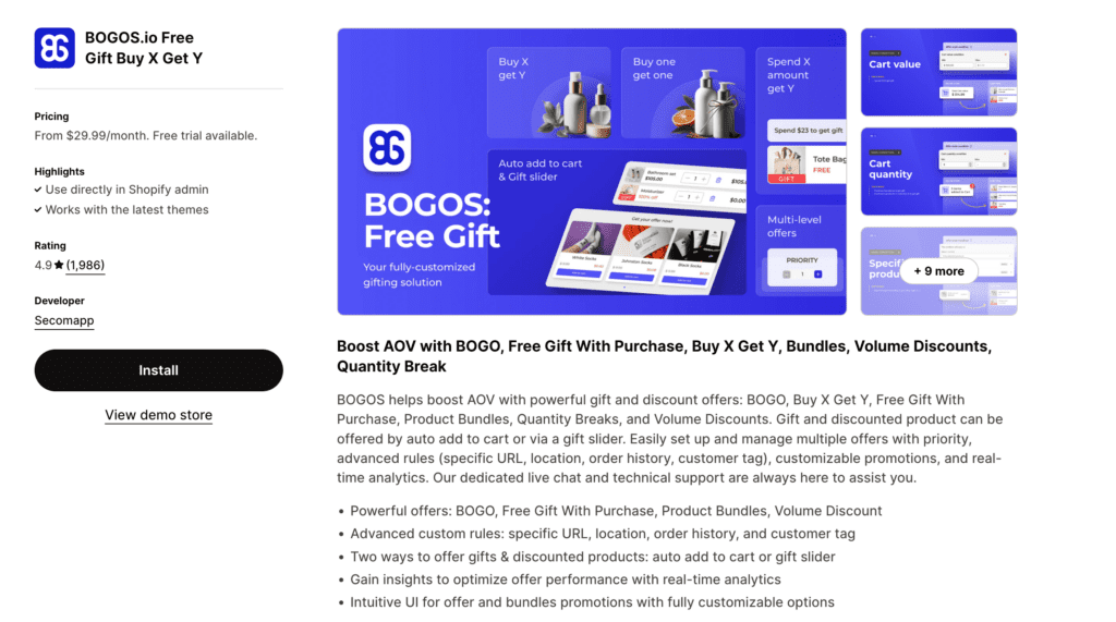 BOGOS Shopify app