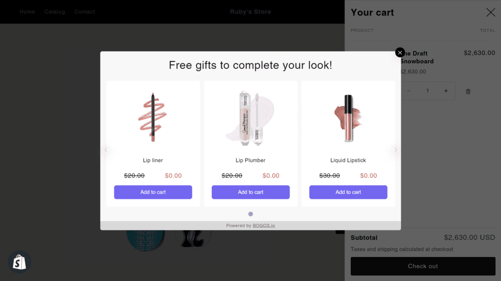 The Gift Slider size with 3 gifts