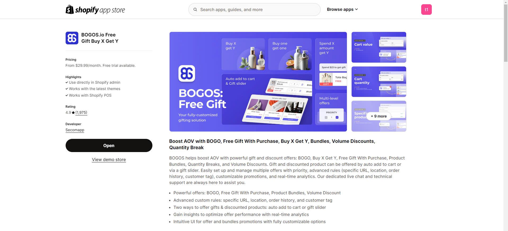 BOGOS: Free Gift & Buy X Get Y Shopify app