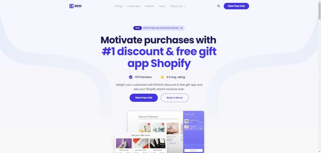 BOGOS Shopify app is highly recommended to create Buy X get Y auto add to cart