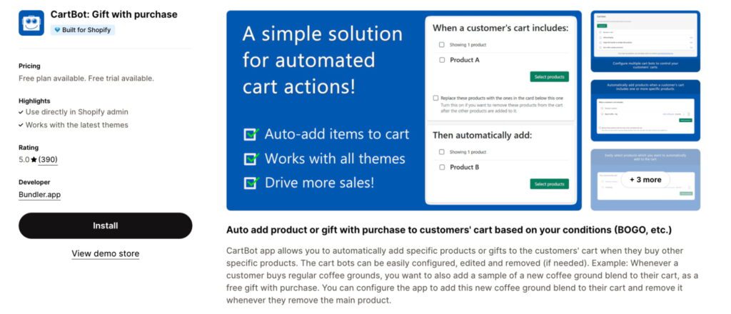 CartBot auto-adds products to the cart for BOGO and more