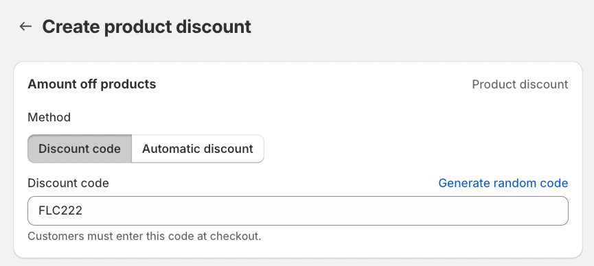 choose discount method on shopify