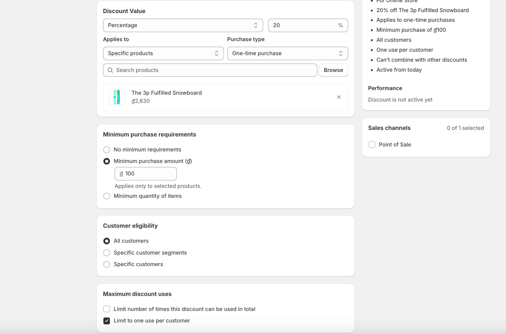 Configure discount condition