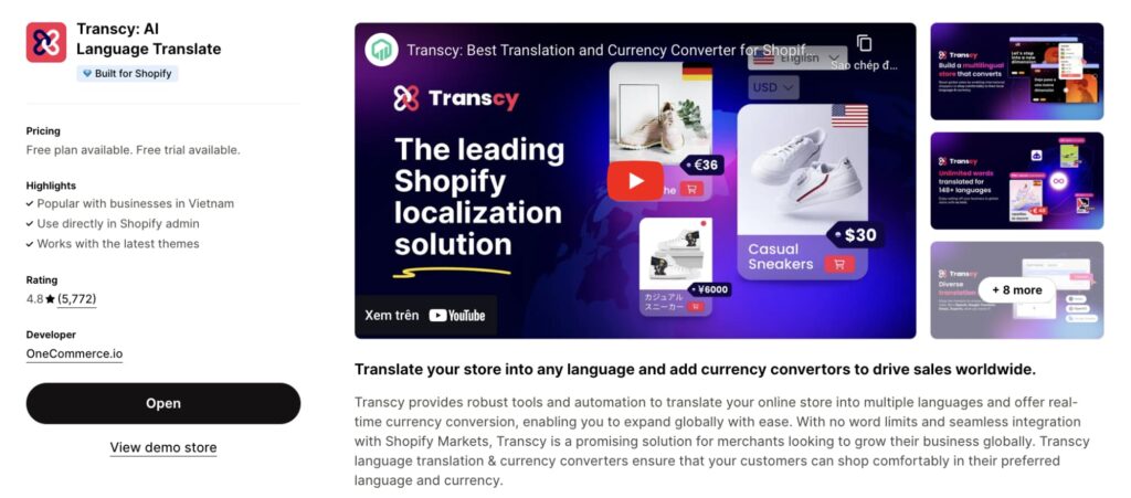 Transcy for AI Multiple Languages