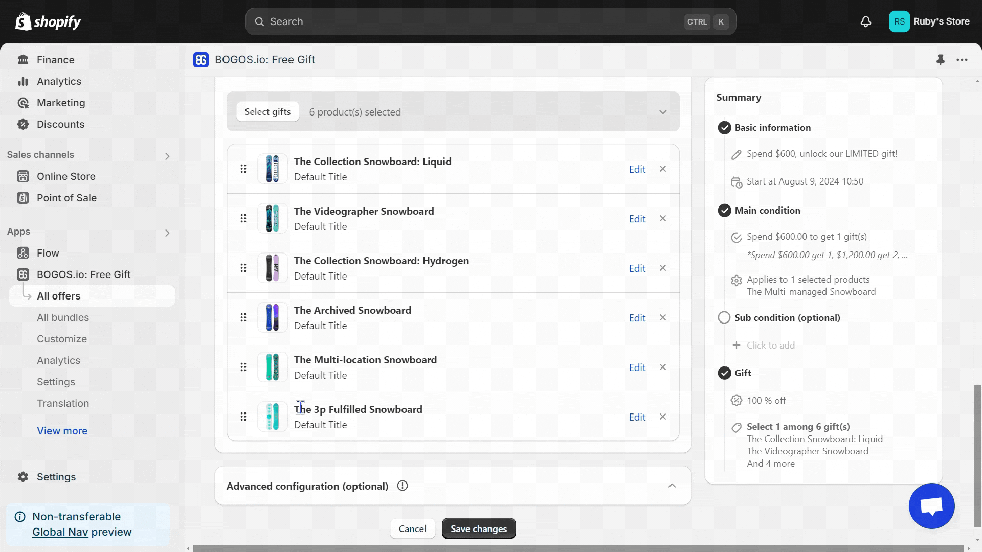 Drag and drop to rearrange gift orders