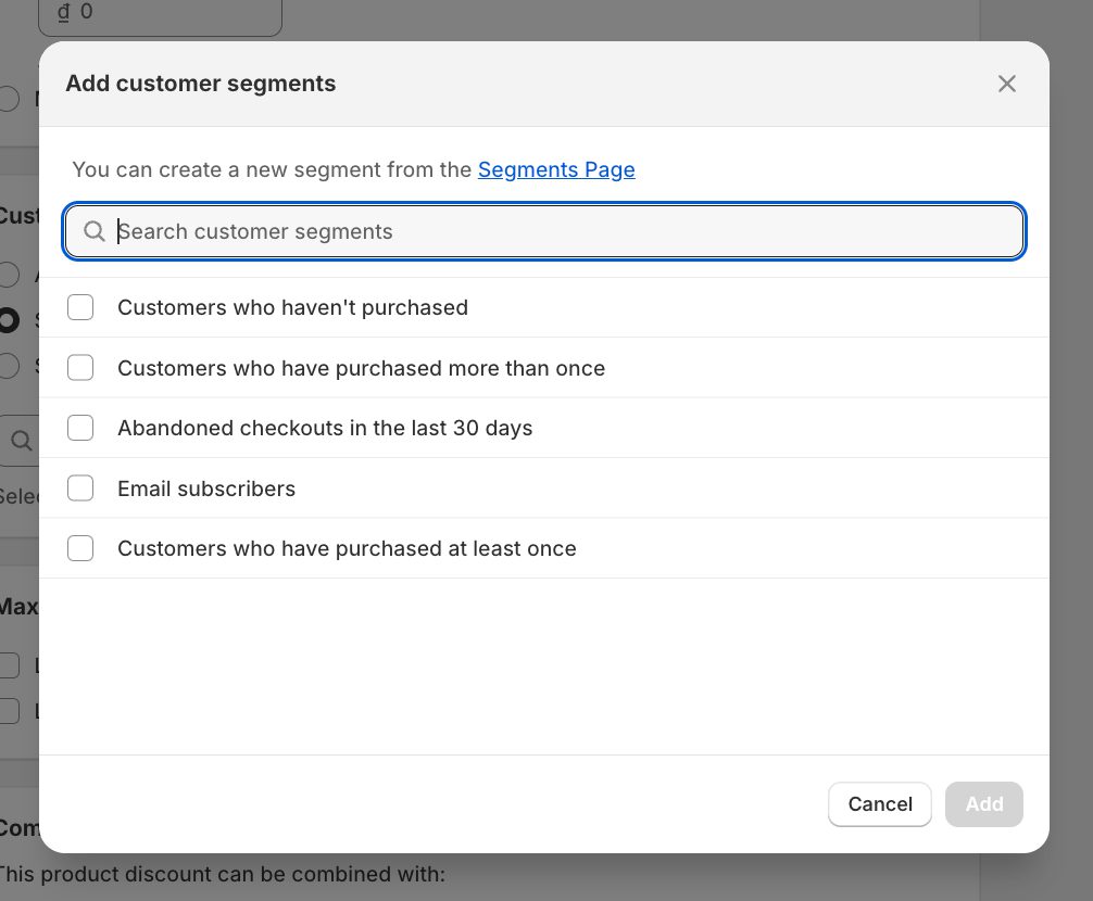 Shopify customer segments