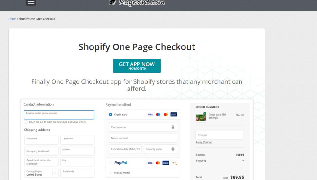 Shopify one page 