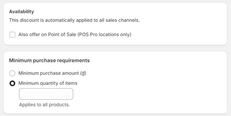 Set minimum purchase requirements