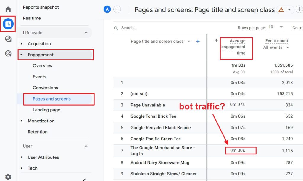 Filter bot traffic from your Google Analytics reports.