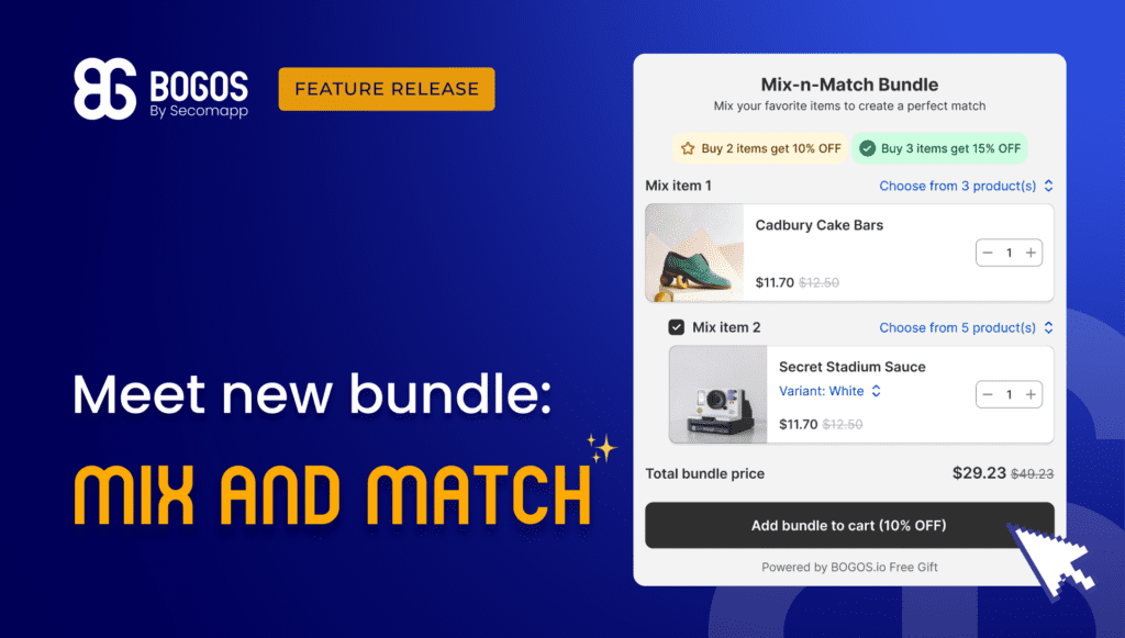 Shopify mix and match bundle by BOGOS app