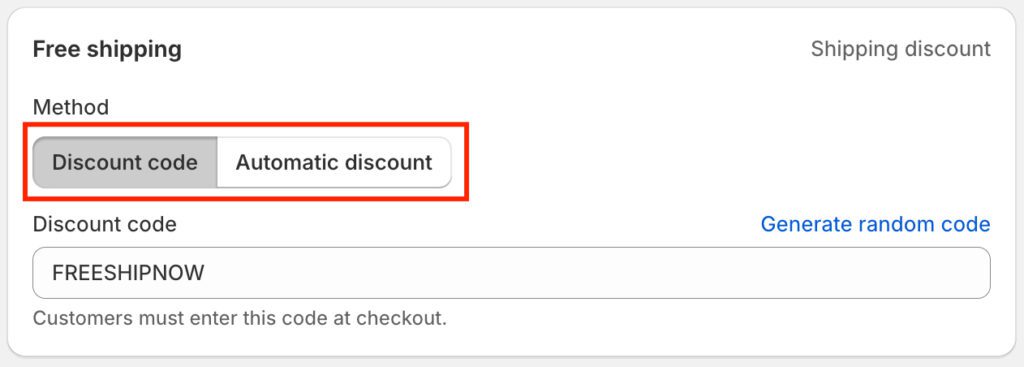 Choose discount method