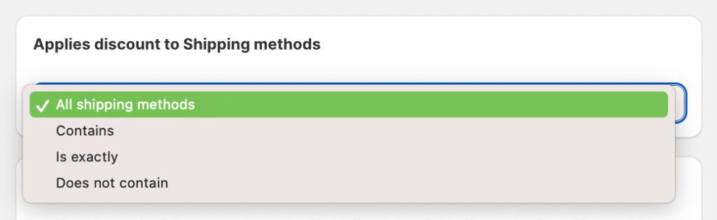 Choose the shipping methods this applies to