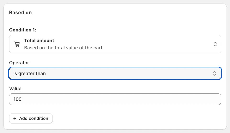 Set order conditions
