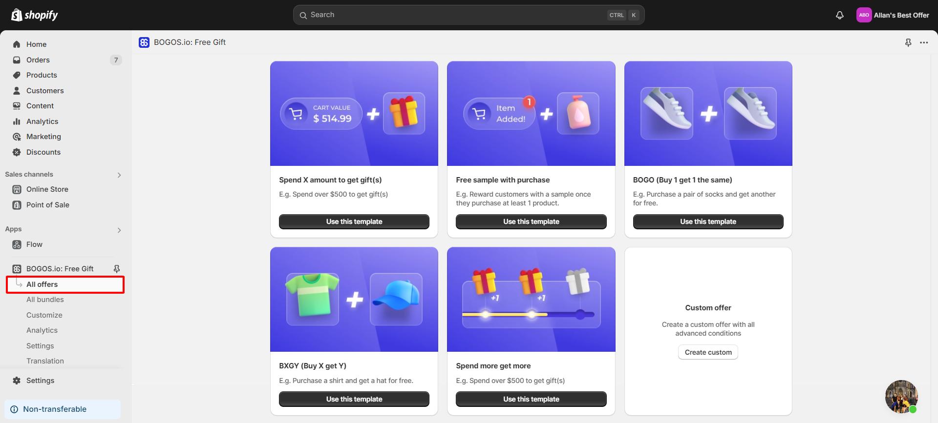BOGO create offer