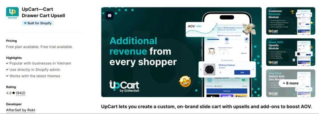 UpCart — Cart Drawer Cart Upsell