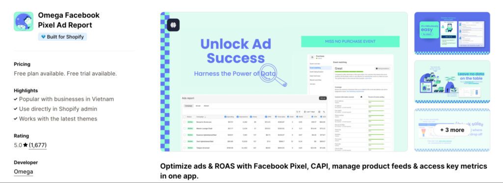 Omega Facebook Pixel Ad Report