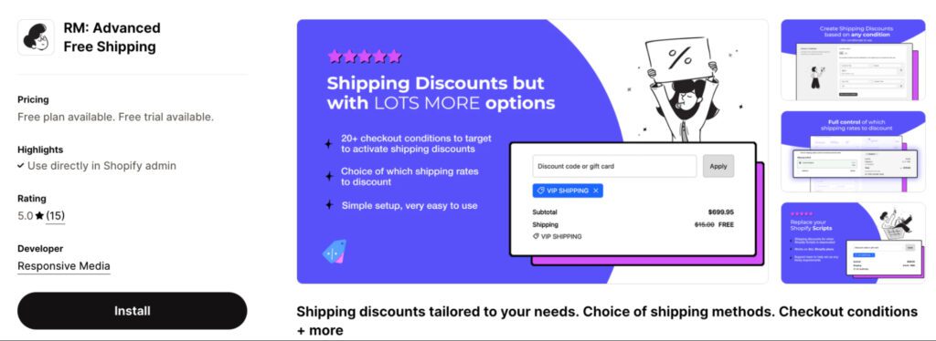 RM: Advanced Free Shipping Shopify app
