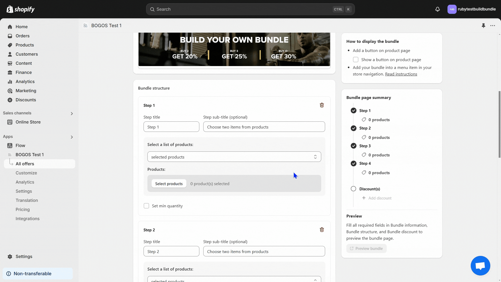 Choose Product or collection for shopify bundle page's Steps