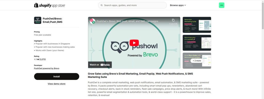 Web push: PushOwl Shopify app
