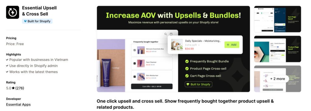 Essential Free Shopify cross-sell app
