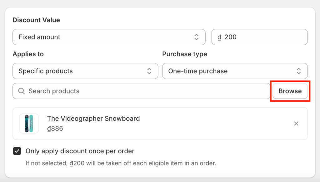 Set up discount condition