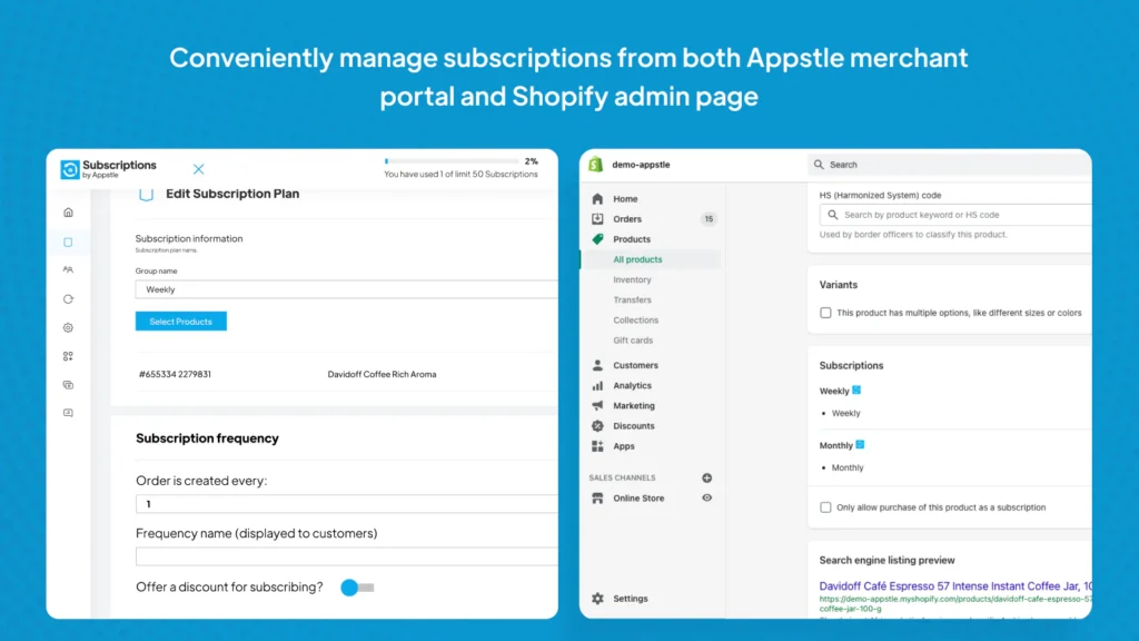 Appstle Subscriptions Shopify app
