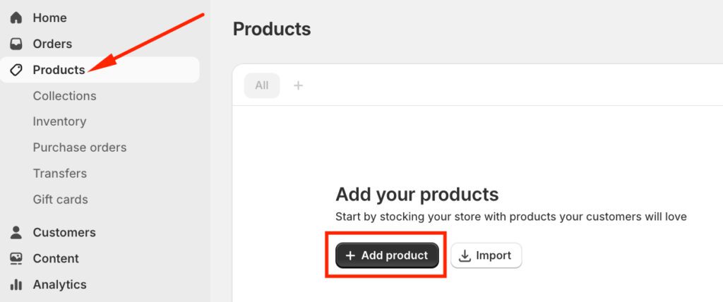 Add "new product" to Shopify
