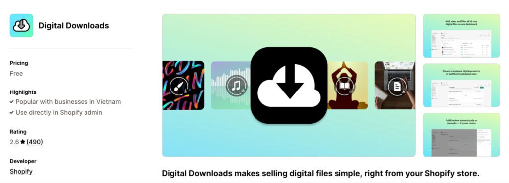 Shopify Digital Download app