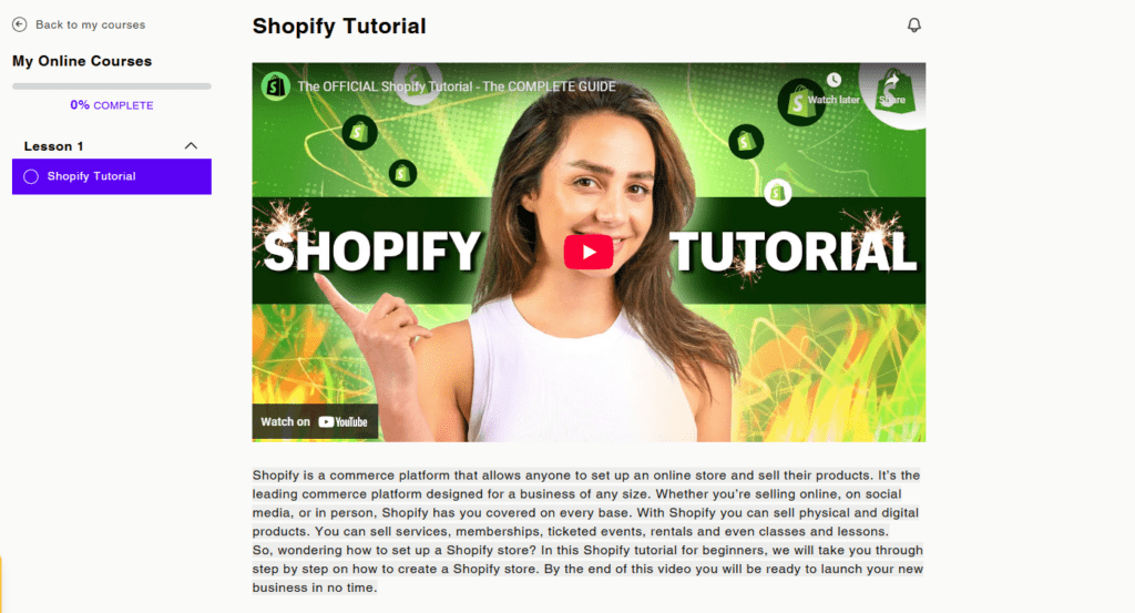 Shopify Online Courses Demo
