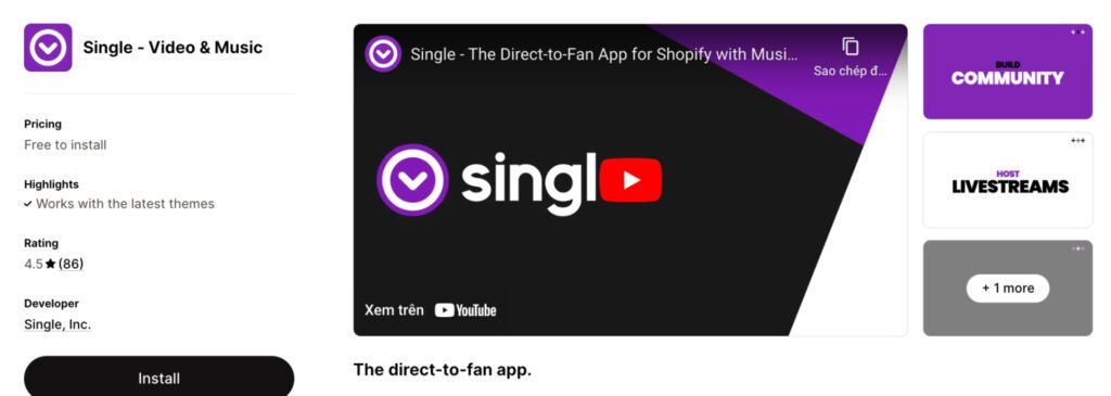 Shopify Single Video & Music app
